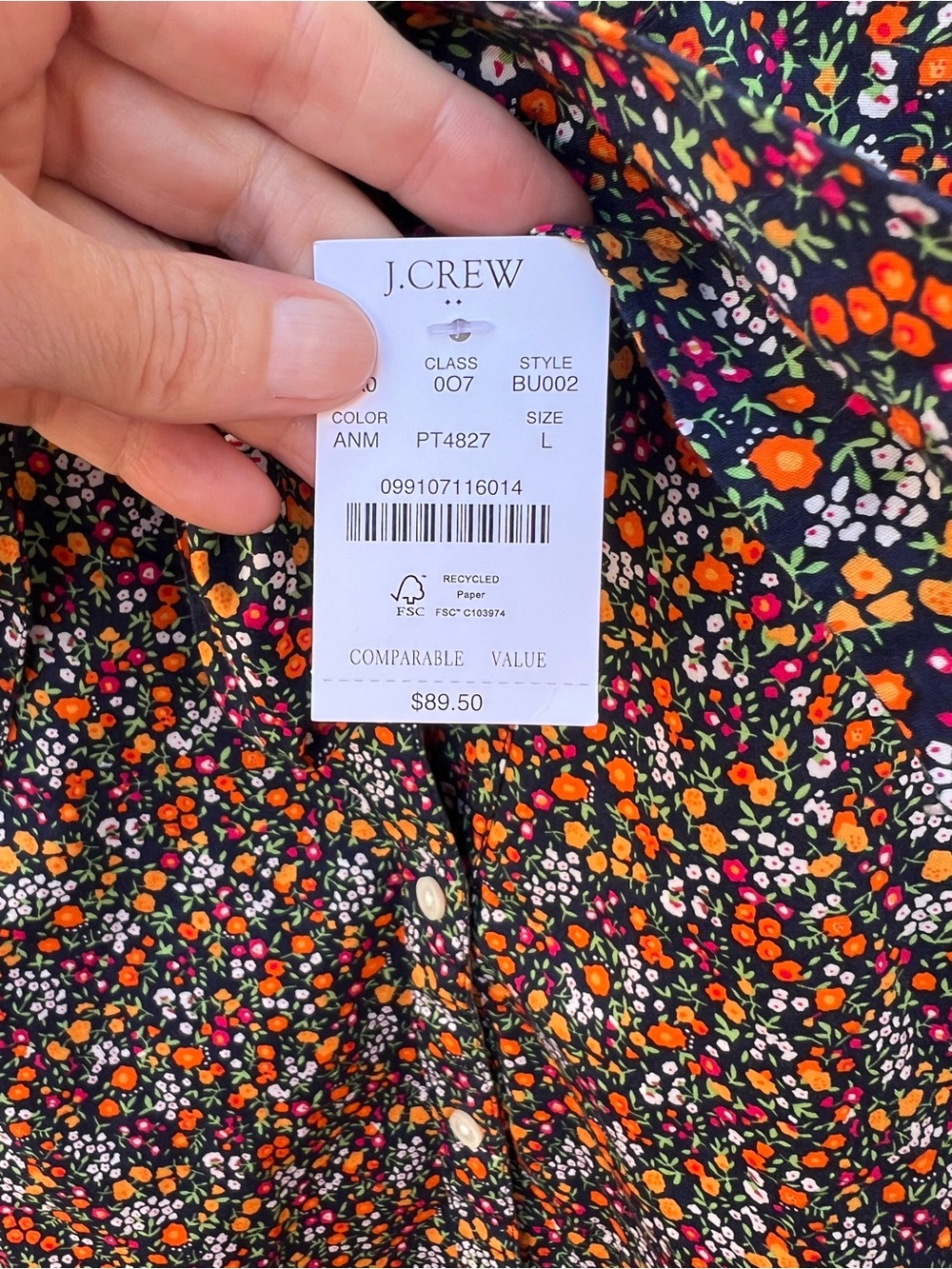 👗J. Crew Black Floral Tie-Neck Long Sleeve Shirt - Picture 6 of 9
